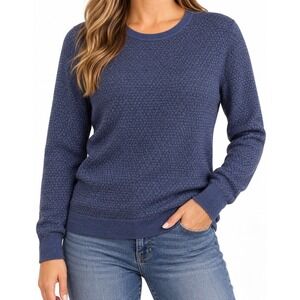 Calvin Klein XL Merino Wool Blend Sweater Navy Blue Textured Knit Italian Yarn